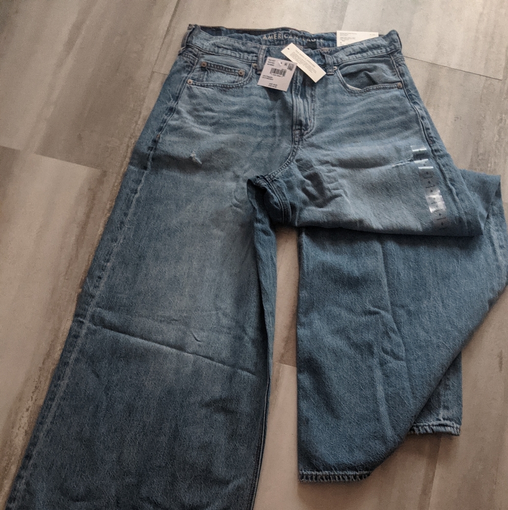 NWT AE Dreamy Drape Super High Rise Ultra Wide Leg Jeans